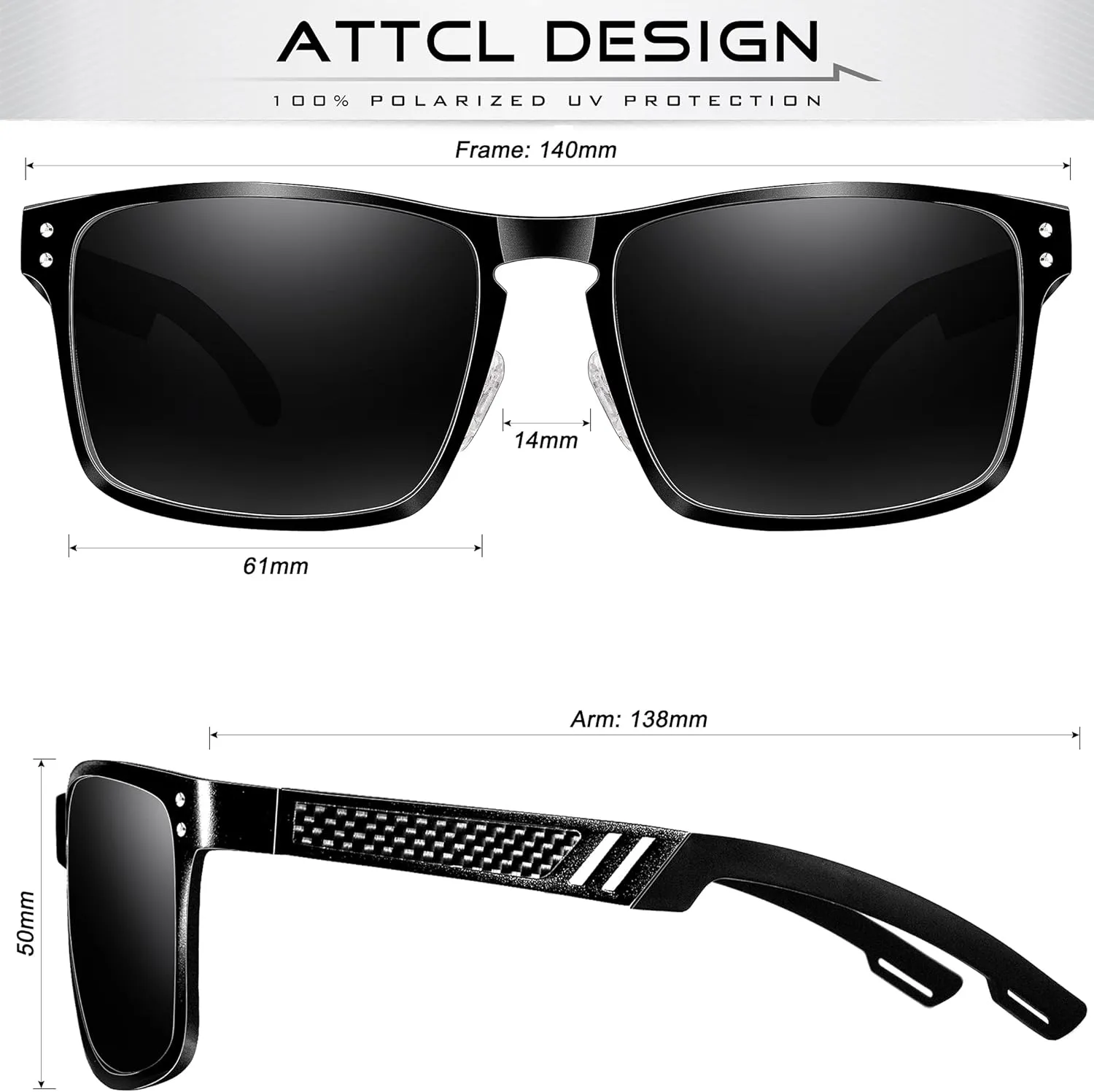 ATTCL Polarized UV Protection Fishing golf Driving Sunglasses for Men Al-Mg Metal Frame Ultra Light
