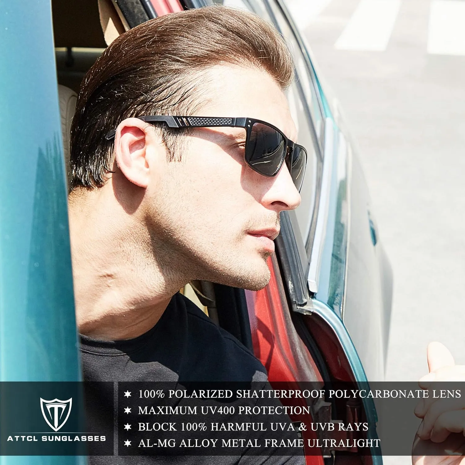 ATTCL Polarized UV Protection Fishing golf Driving Sunglasses for Men Al-Mg Metal Frame Ultra Light