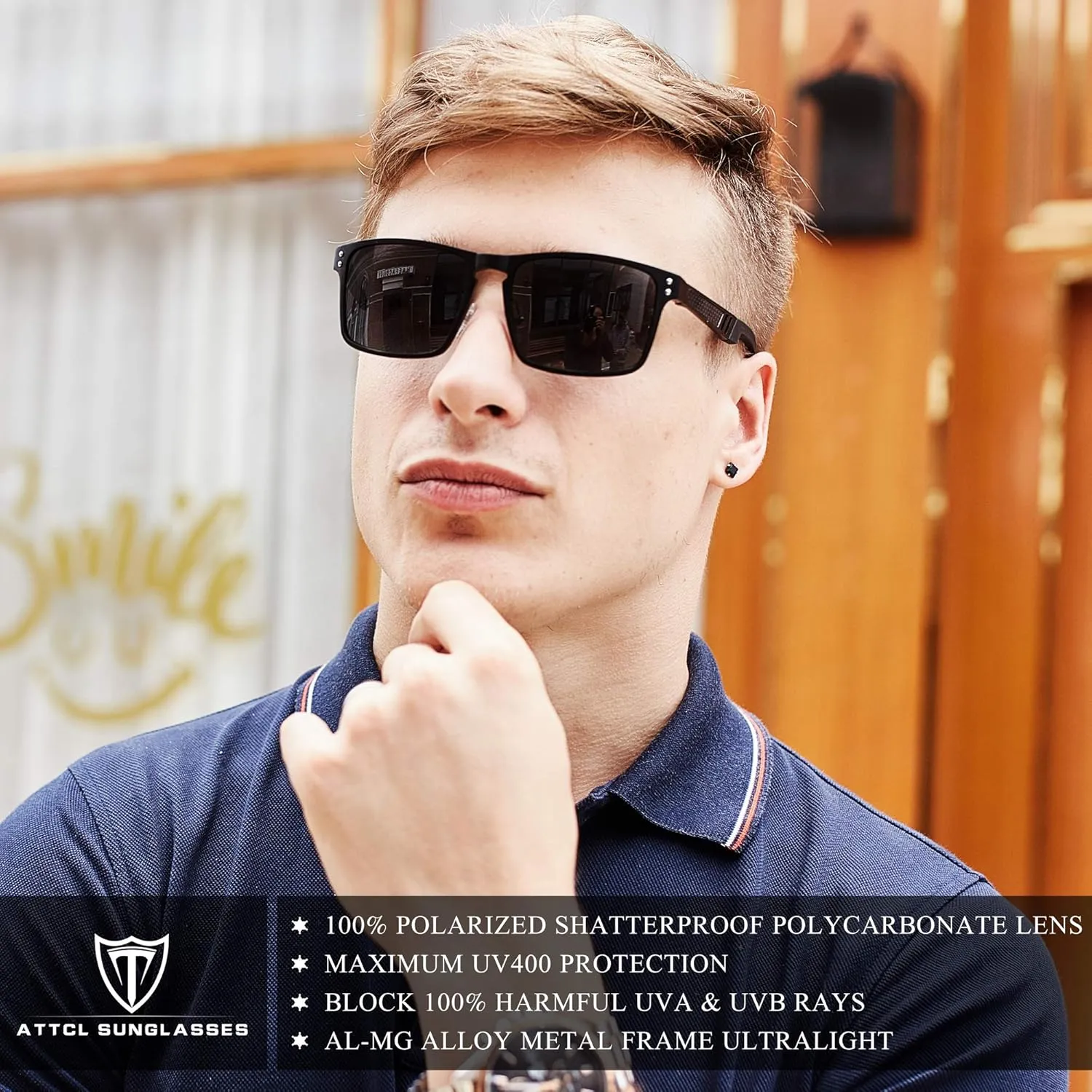 ATTCL Polarized UV Protection Fishing golf Driving Sunglasses for Men Al-Mg Metal Frame Ultra Light