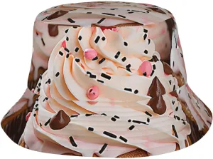 Bucket Hat for Men Women Packable Breathable Sun Hats Fisherman Hats Outdoor Summer Travel Hiking Beach Caps Cupcake and Muffin Black