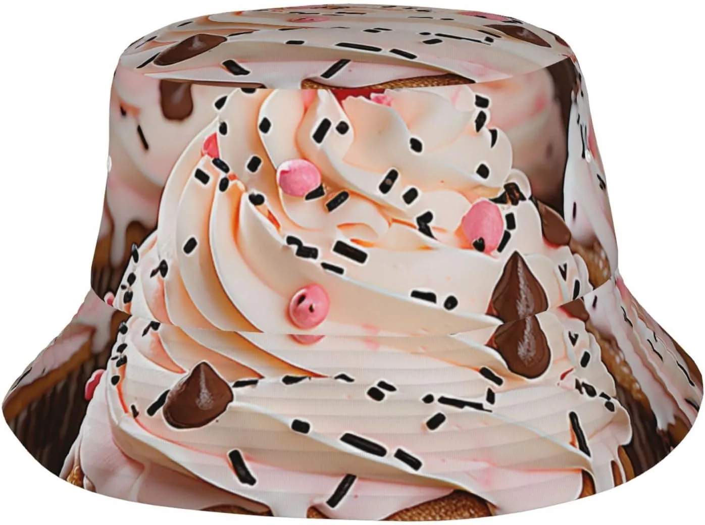 Bucket Hat for Men Women Packable Breathable Sun Hats Fisherman Hats Outdoor Summer Travel Hiking Beach Caps Cupcake and Muffin Black