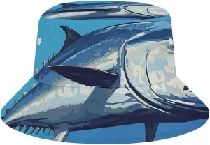 Colorful Tuna Bucket Hat for Men Women,Packable Reversible Printed Sun Hats Summer Travel Hiking Beach Caps Double-Side-Wear