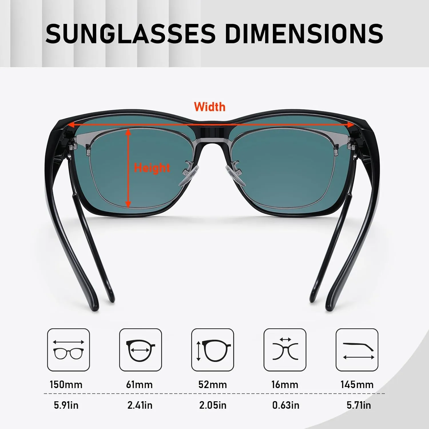 GEGURI Polarized Sunglasses Fit Over Glasses for Men Women, Oversized Square Sun Glasses UV400 Protection Shades