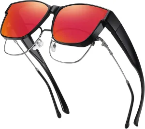 GEGURI Polarized Sunglasses Fit Over Glasses for Men Women, Oversized Square Sun Glasses UV400 Protection Shades