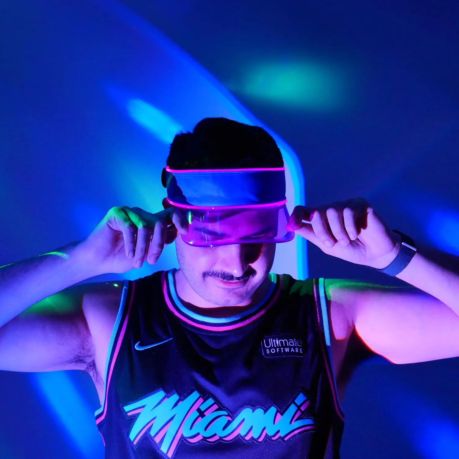 LED Neon Visor Hat Sport Cap - Rechargebale Light Up Rave Hat Festival Accessory Adjustable Retro Sun Visor for Women and Men