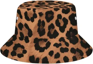Leopard Pattern Bucket Hat for Men Women,Packable Reversible Printed Sun Hats Summer Travel Hiking Beach Caps Double-Side-Wear