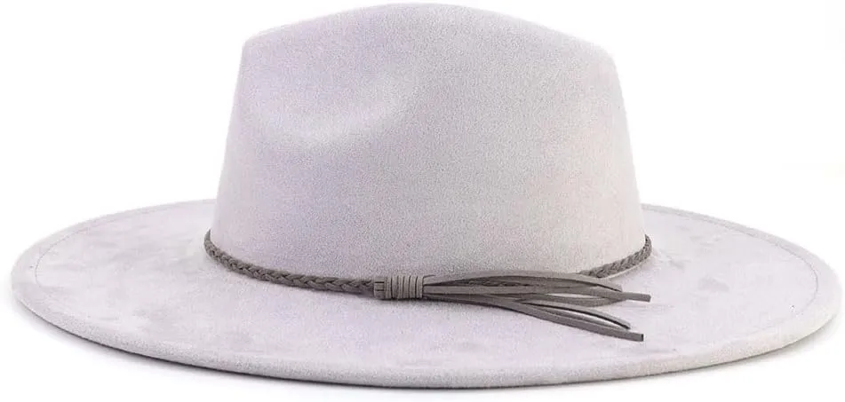 LIDHAY Big Wide Brim Fedora Hats for Women Men Western Suede Hat Large Felt Panama Hat Rancher Hat