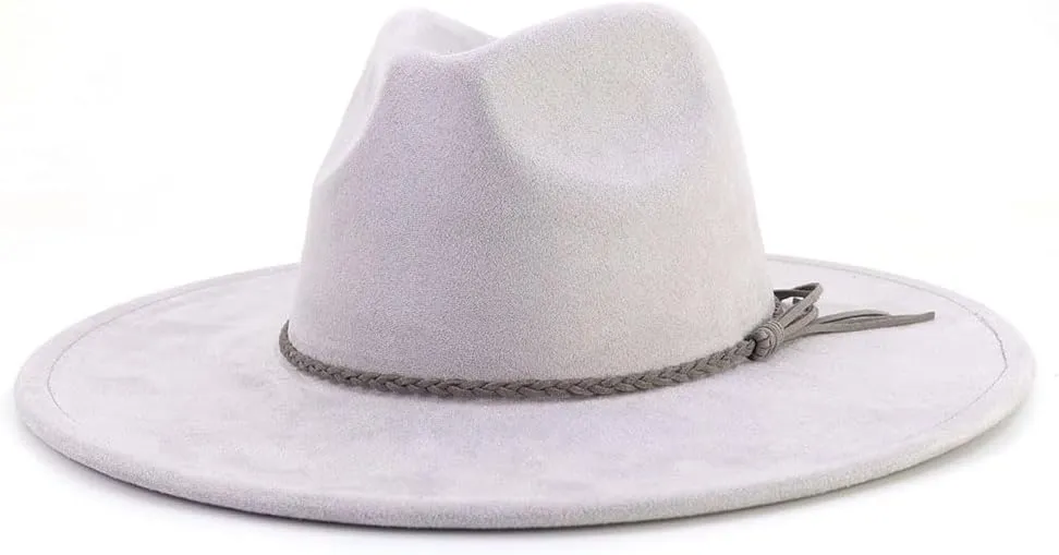 LIDHAY Big Wide Brim Fedora Hats for Women Men Western Suede Hat Large Felt Panama Hat Rancher Hat