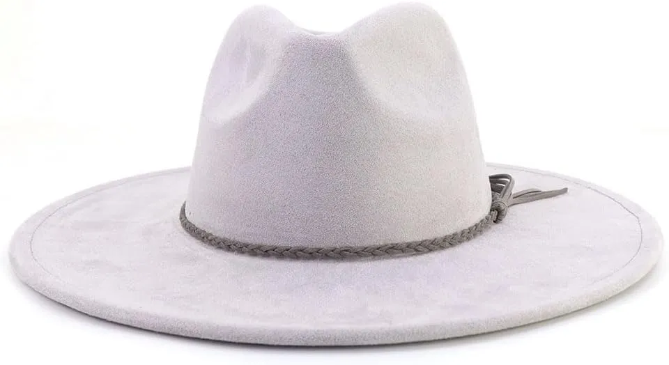 LIDHAY Big Wide Brim Fedora Hats for Women Men Western Suede Hat Large Felt Panama Hat Rancher Hat