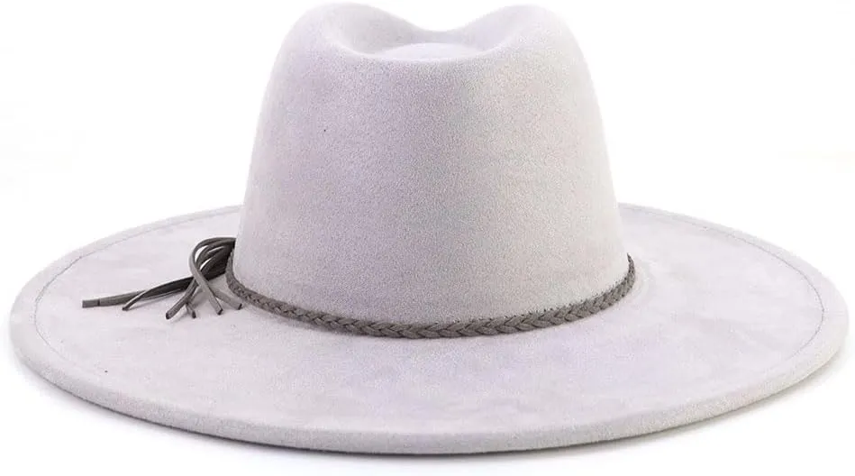 LIDHAY Big Wide Brim Fedora Hats for Women Men Western Suede Hat Large Felt Panama Hat Rancher Hat