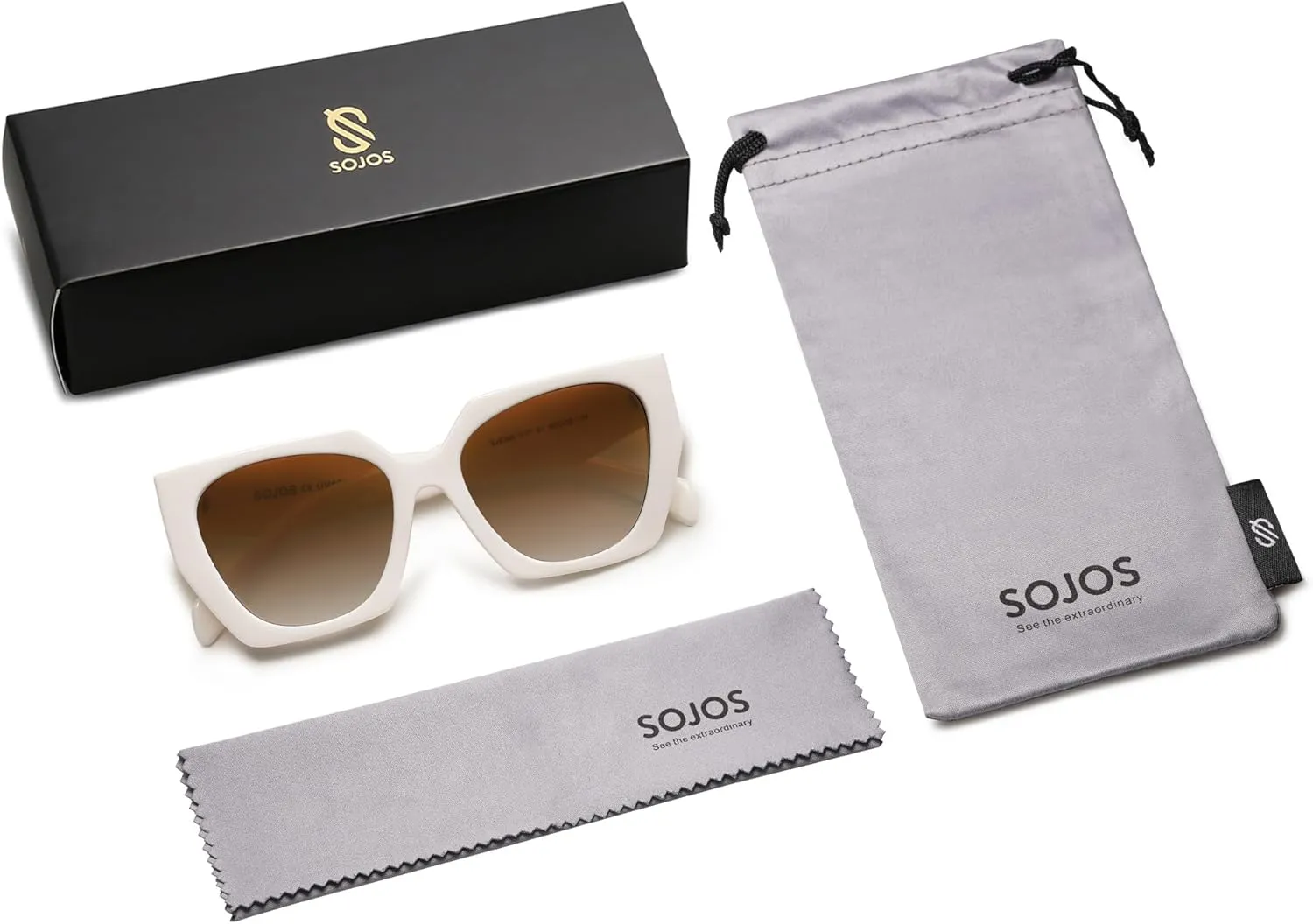 SOJOS Trendy Oversized Polarized Sunglasses Womens Big Square Cateye Sunnies, Lentes de sol para mujer SJ2205
