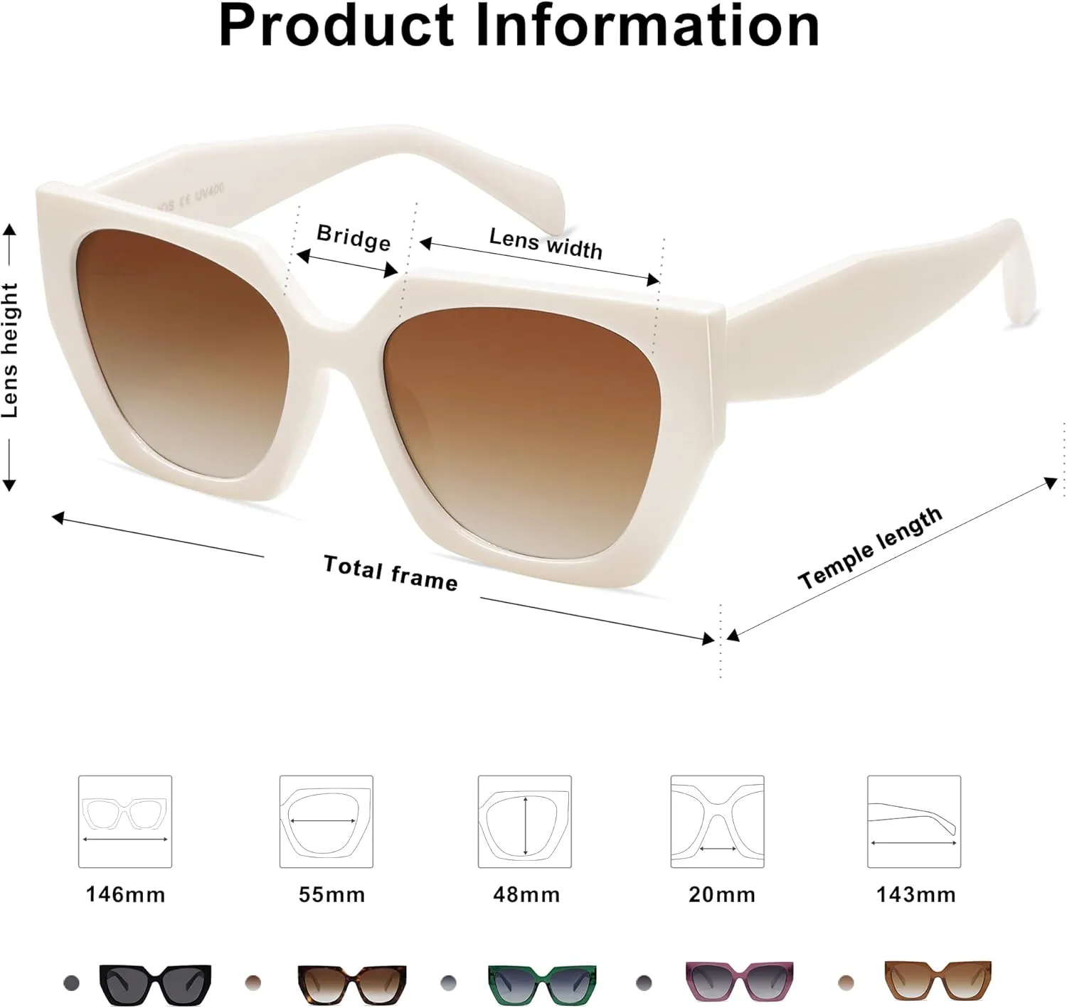 SOJOS Trendy Oversized Polarized Sunglasses Womens Big Square Cateye Sunnies, Lentes de sol para mujer SJ2205