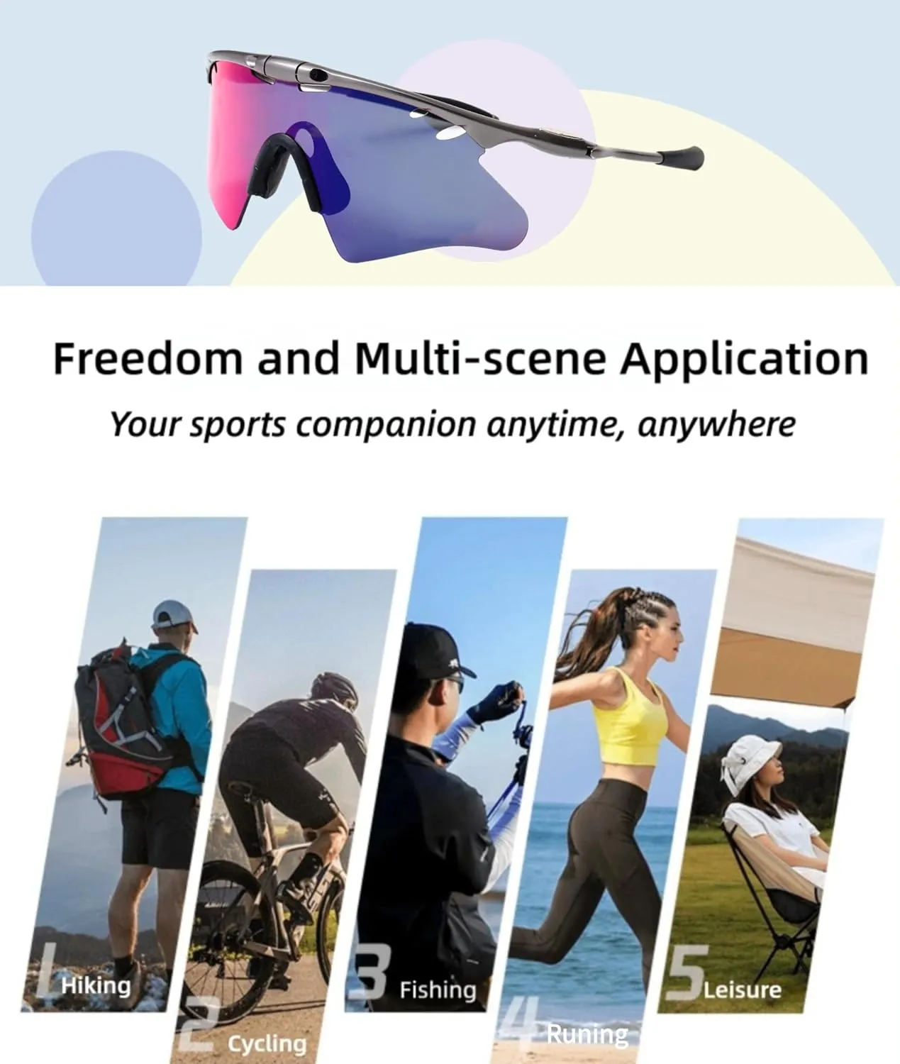 Sports Sunglasses for Men & Women, Cycling Running Driving Retro Unisex Shades, UV400 Protection, Metal Frame