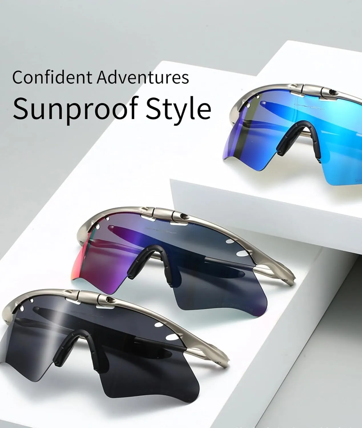 Sports Sunglasses for Men & Women, Cycling Running Driving Retro Unisex Shades, UV400 Protection, Metal Frame