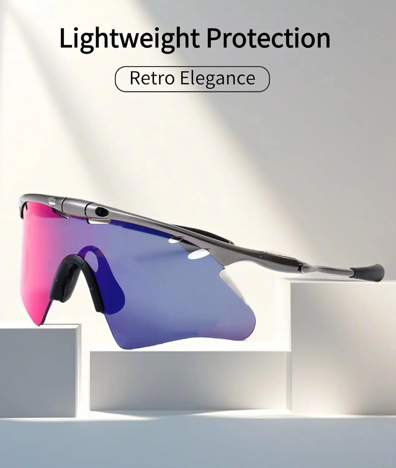Sports Sunglasses for Men & Women, Cycling Running Driving Retro Unisex Shades, UV400 Protection, Metal Frame