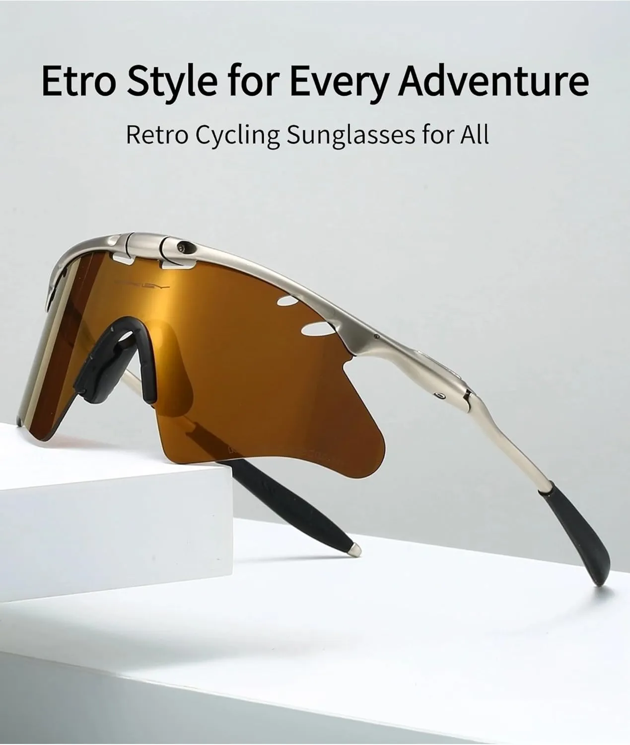 Sports Sunglasses for Men & Women, Cycling Running Driving Retro Unisex Shades, UV400 Protection, Metal Frame
