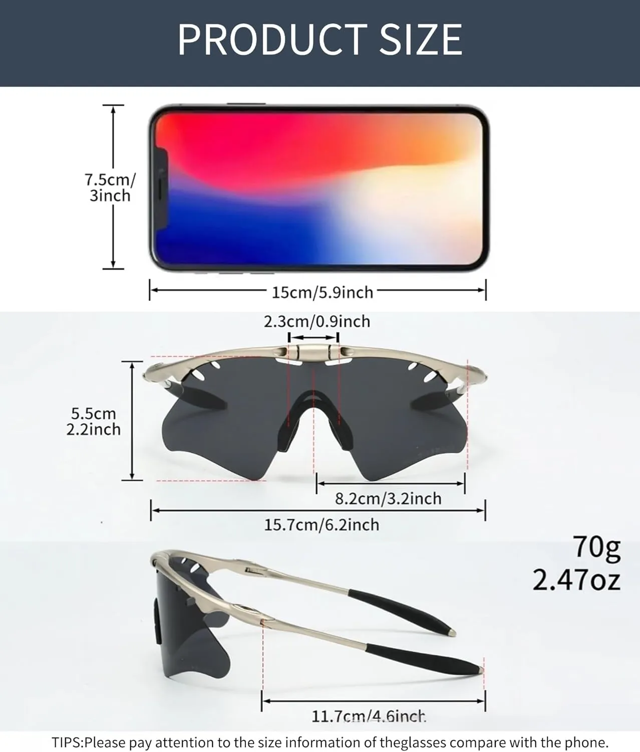 Sports Sunglasses for Men & Women, Cycling Running Driving Retro Unisex Shades, UV400 Protection, Metal Frame