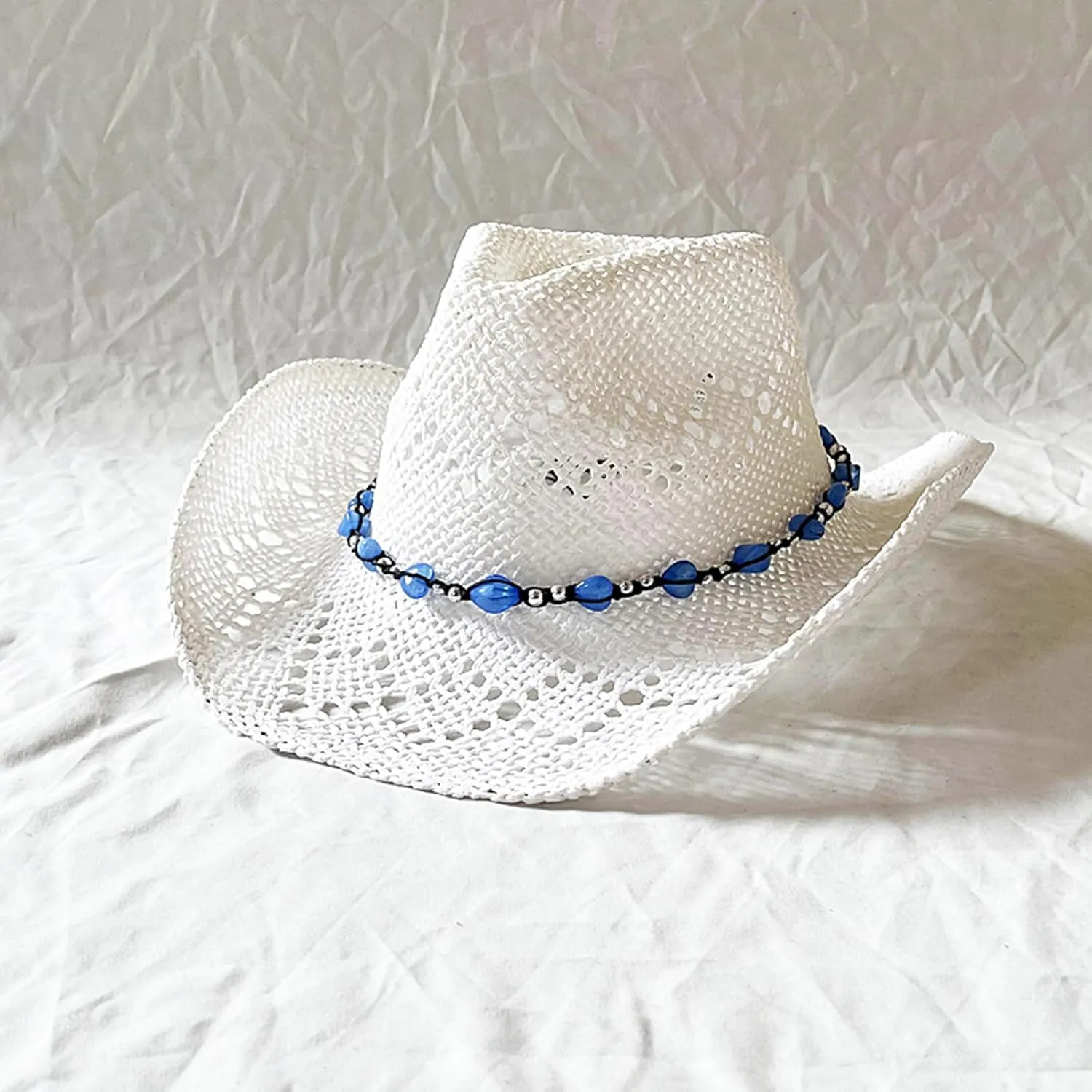 Straw Cowboy Hat for Women and Men Vintage Western Hollow Out Cowgirl Hat Summer Wide Brim Vacation Beach Sun Hat