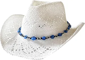 Straw Cowboy Hat for Women and Men Vintage Western Hollow Out Cowgirl Hat Summer Wide Brim Vacation Beach Sun Hat