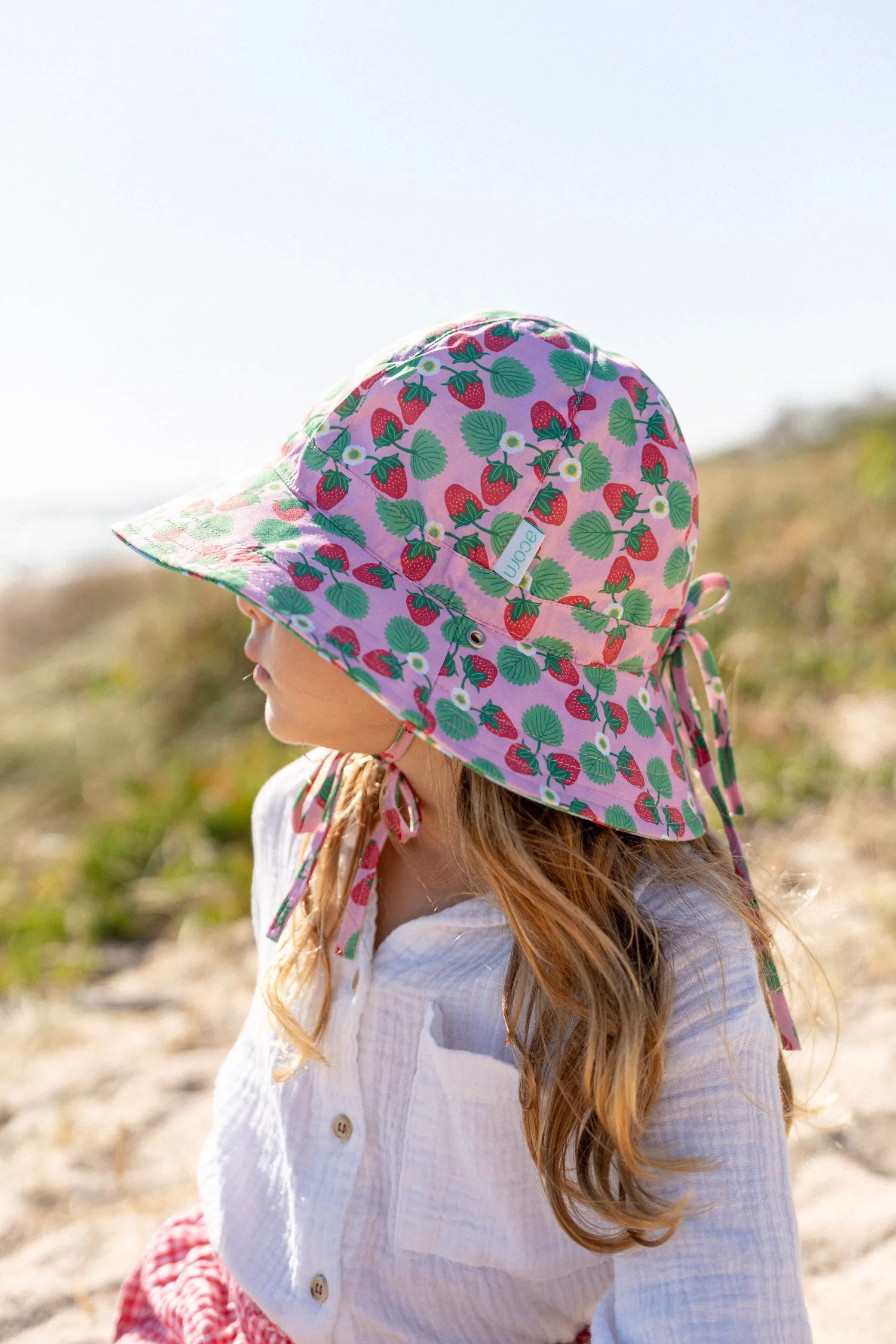 Strawberry Wide Brim Reversible Sunhat