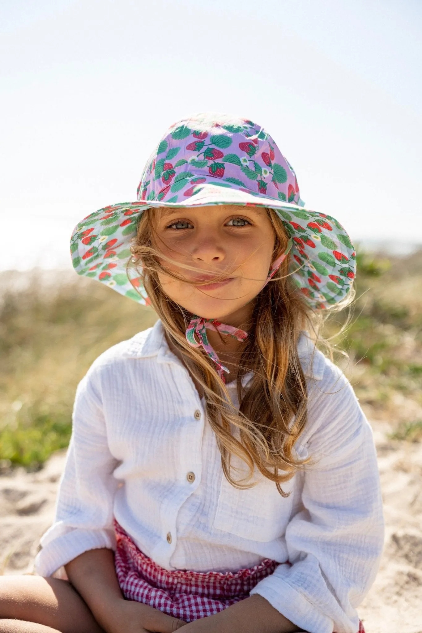 Strawberry Wide Brim Reversible Sunhat