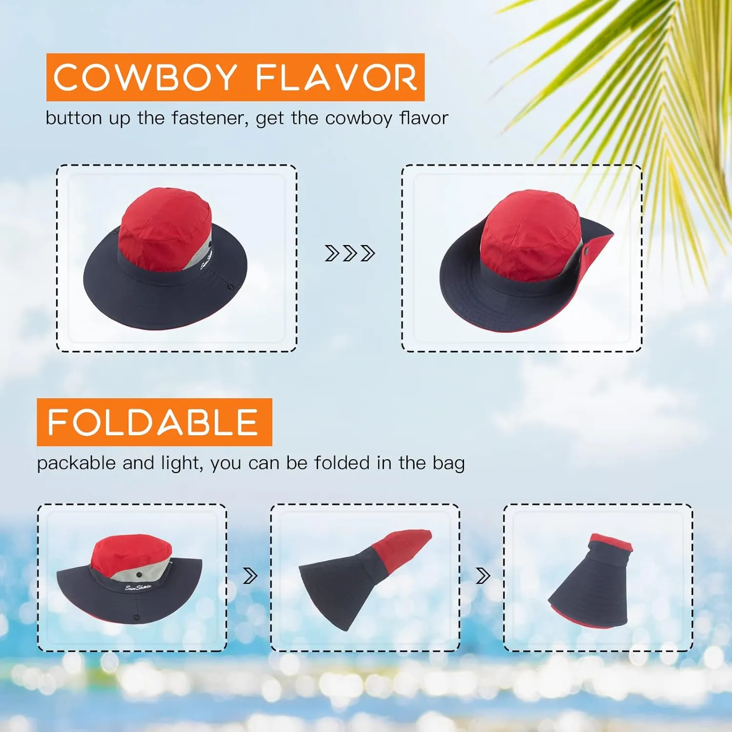 Sun Hats for Women Beach Hat Ponytail Hat Womens Sun Hat with UV Protection Wide Brim