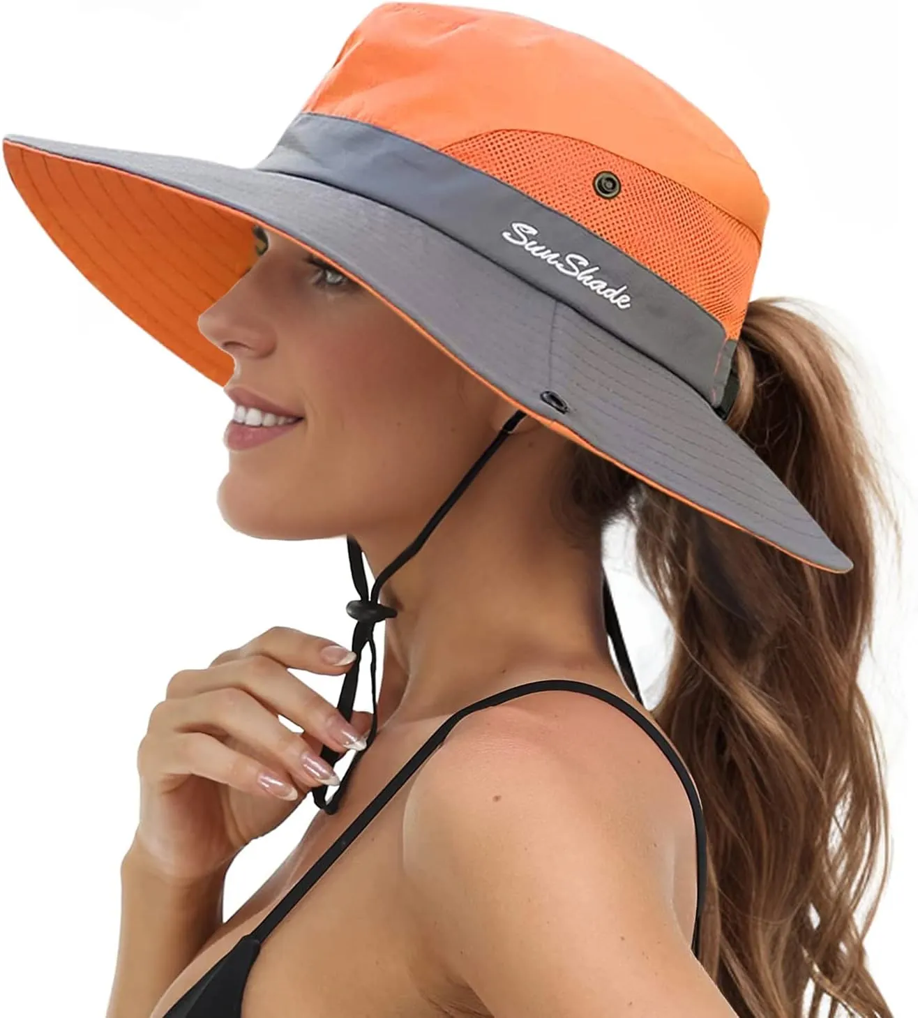 Sun Hats for Women Beach Hat Ponytail Hat Womens Sun Hat with UV Protection Wide Brim