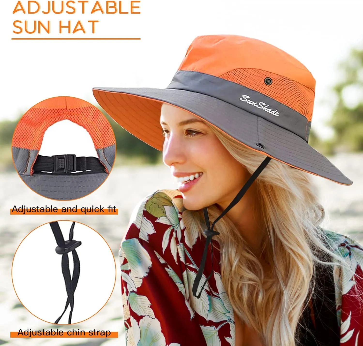 Sun Hats for Women Beach Hat Ponytail Hat Womens Sun Hat with UV Protection Wide Brim
