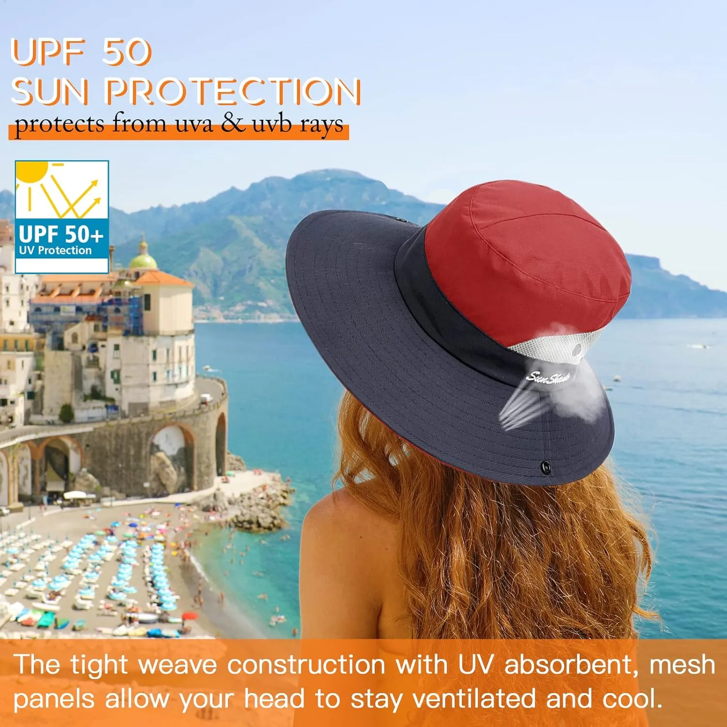 Sun Hats for Women Beach Hat Ponytail Hat Womens Sun Hat with UV Protection Wide Brim