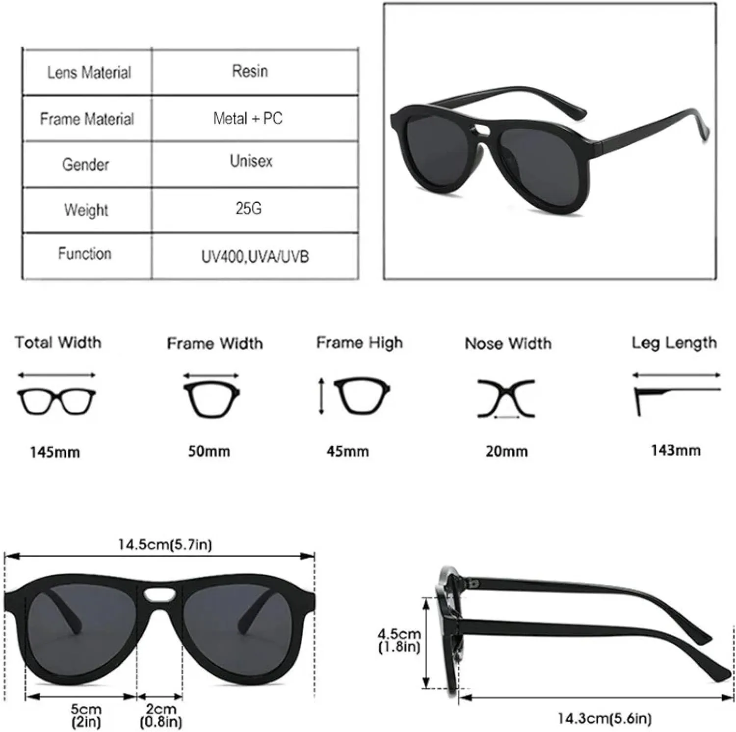 Vintage Double Bridges Men Sunglasses Fashion Uv400 Women