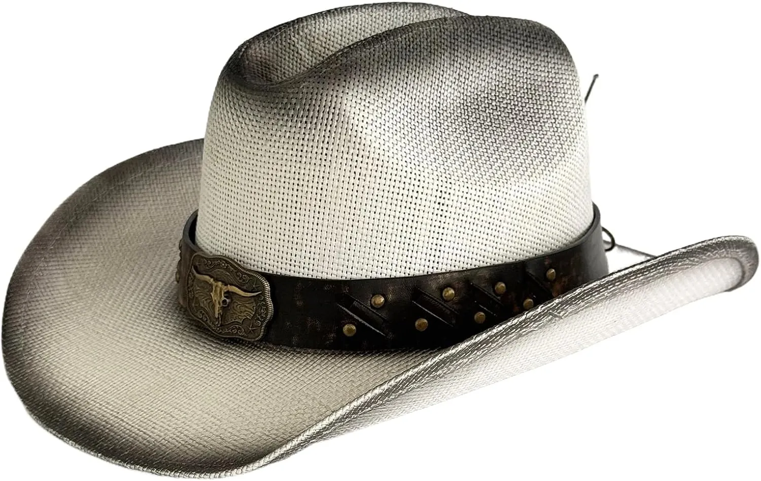 Wide Brim Cowboy Hat for Women&Men,Cowgirl Hat with Decorative Bands,Straw Cowboy Hats for Adults,22.04-22.83 in