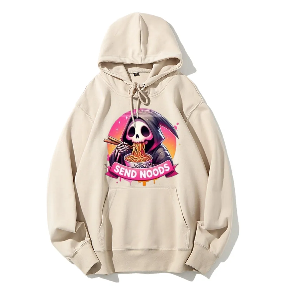 Women Cute Send Noodle Ghost Graphic Hoodies