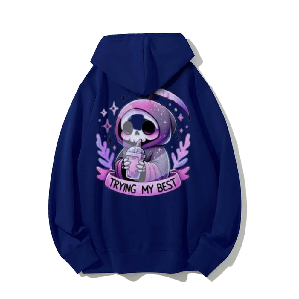 Women Cute Trying My Best Graphic Hoodies