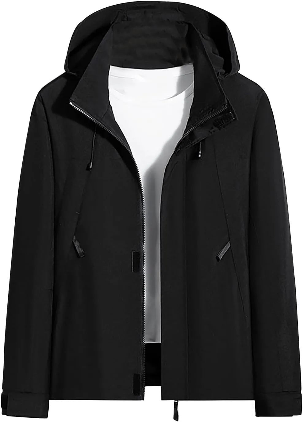 Women Rain Jacket Waterproof with Hood,Lightweight Windproof Raincoat,Full Zip Color Block Outwear Hiking Cycling