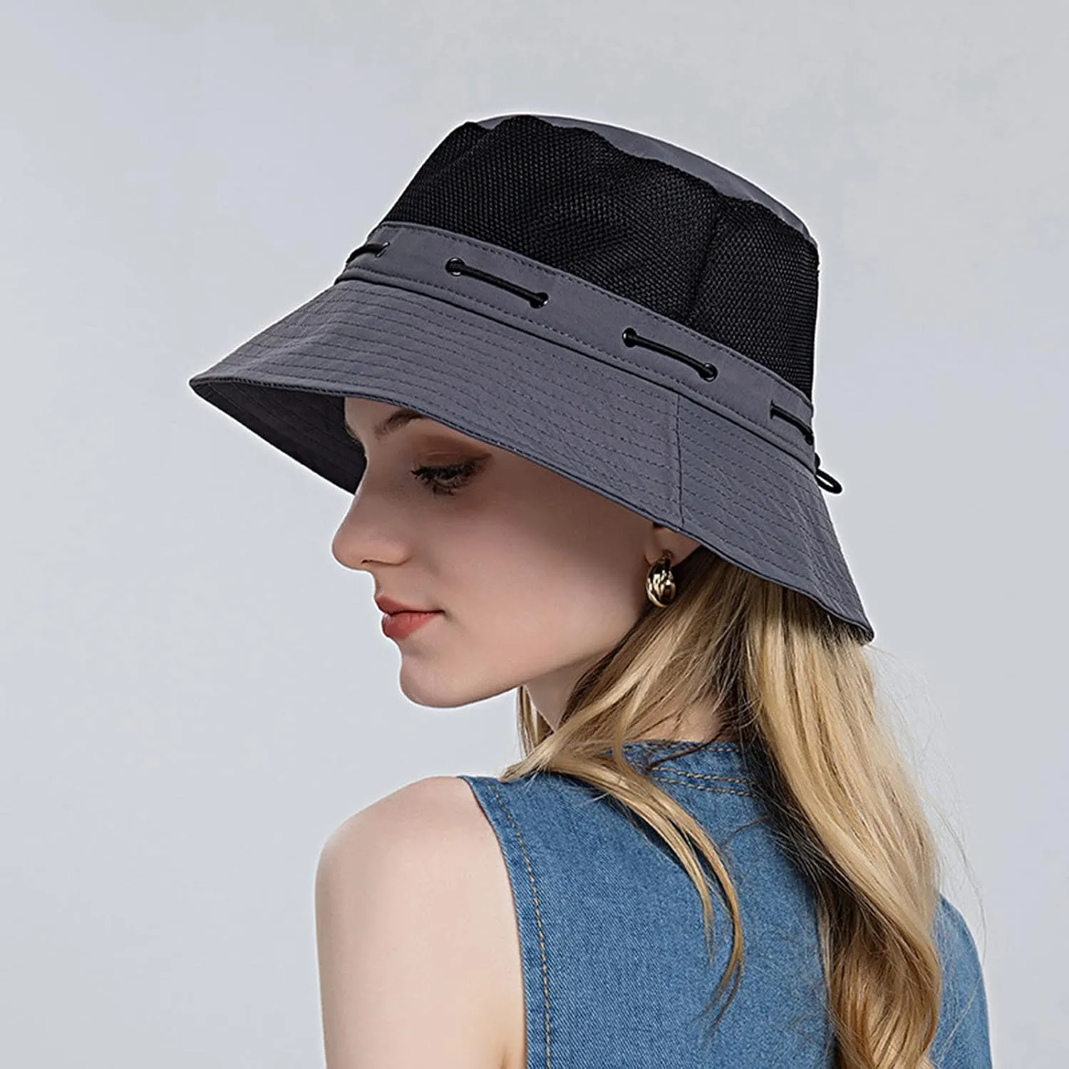 Women Sun Hat Wide Brim Protection Beach Hat Adjustable Bucket Hat Summer Hats Embroide Bucket Hats for Teens