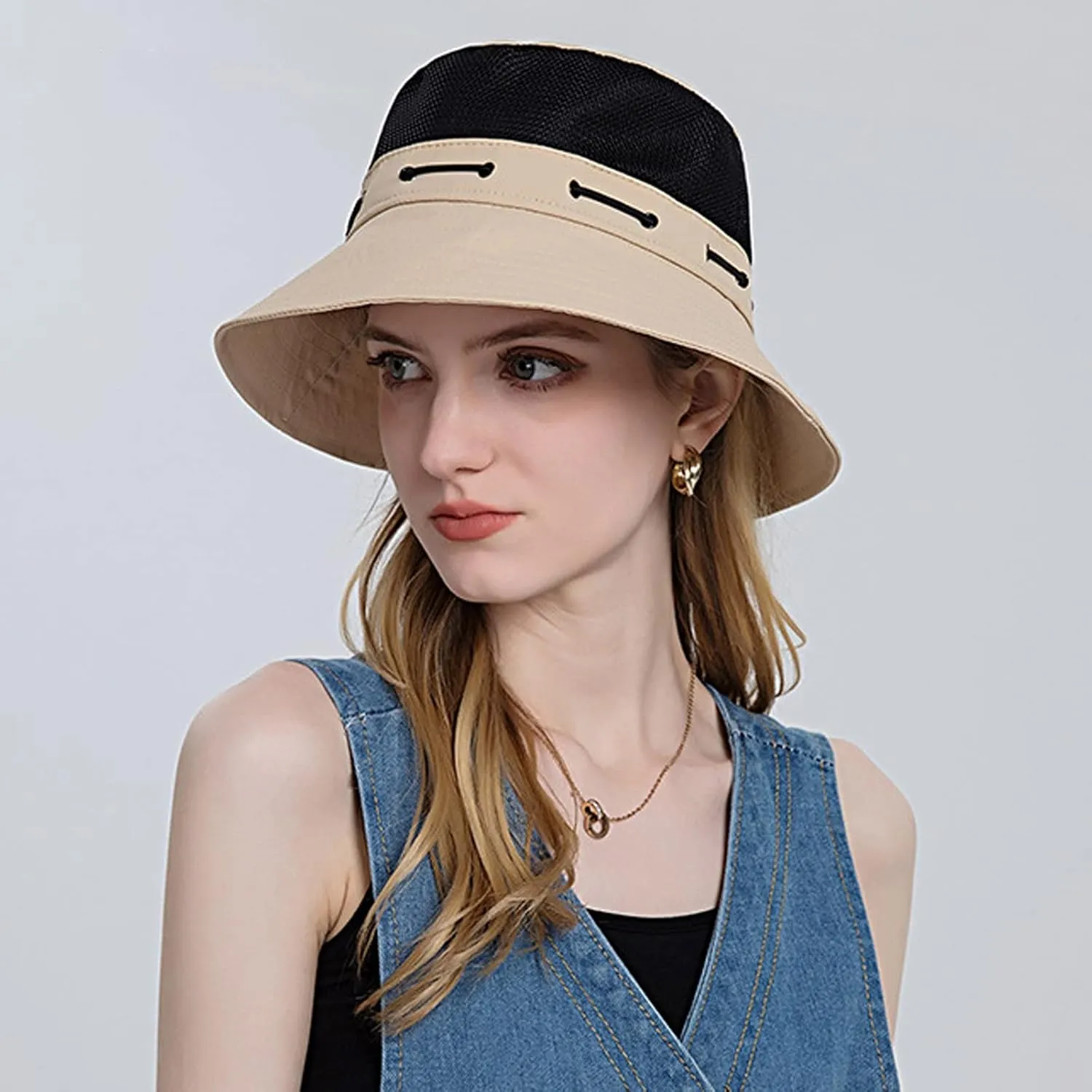 Women Sun Hat Wide Brim Protection Beach Hat Adjustable Bucket Hat Summer Hats Embroide Bucket Hats for Teens