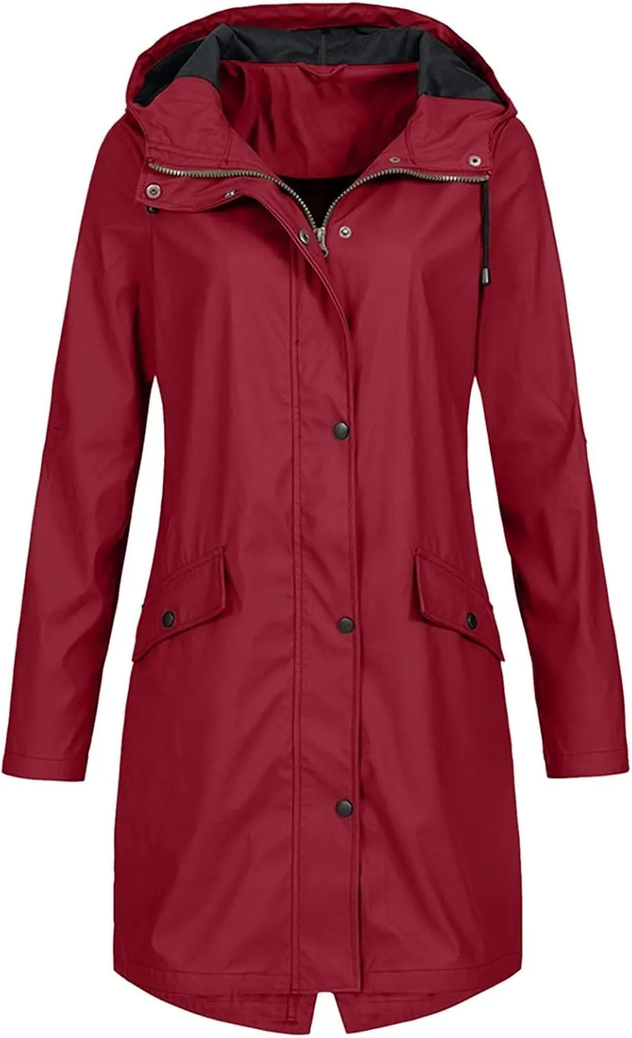 Womens Long Rain Jacket with Hood Waterproof Lightweight Raincoat Outdoor Research Travel Jacket