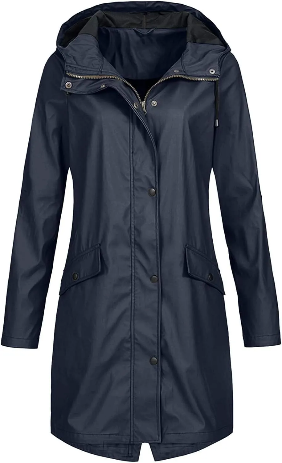 Womens Long Rain Jacket with Hood Waterproof Lightweight Raincoat Outdoor Research Travel Jacket