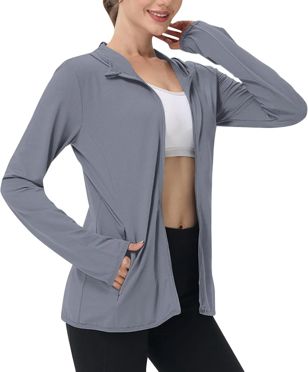 Womens UPF 50  Sun Protection Hoodie Jacket Lightweight Long Sleeve Sun Shirt for Women with Pocket Hiking Outdoor