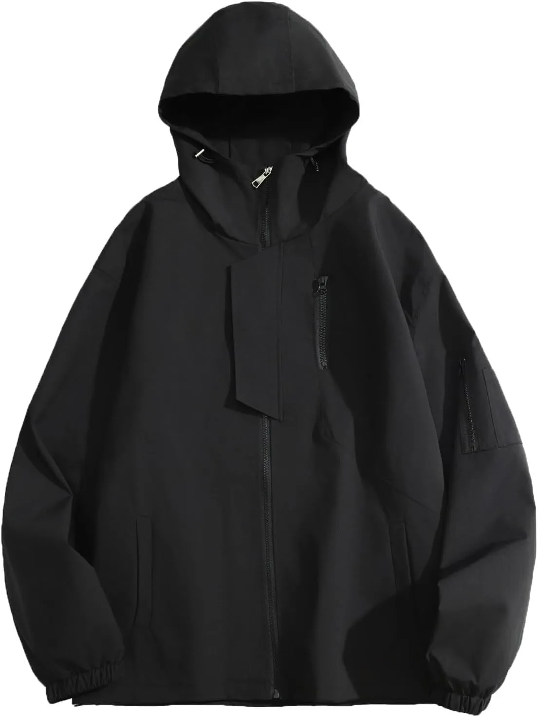 Zeiyignr Men's Hooded Waterproof Jacket Lightweight Rain Jacket Full Zip Hoodie Outdoor Casual Sportswear Hiking Windbreaker