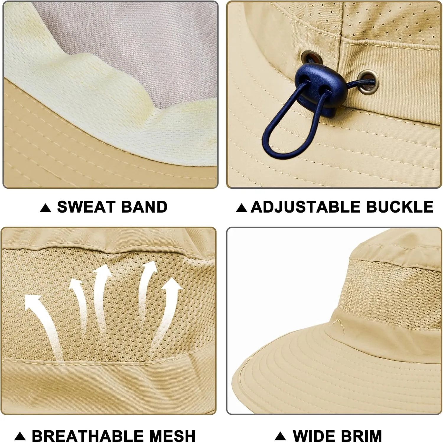 ZOORON Sun Hats for Men Women Fishing Hat with Neck Flap,UPF 50  Sun Hat Waterproof Wide Brim Bucket Hats for Safari Hiking